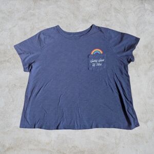 🌈Old Navy Women's 2X Slub Knit Navy Blue Graphic Rainbow Tee